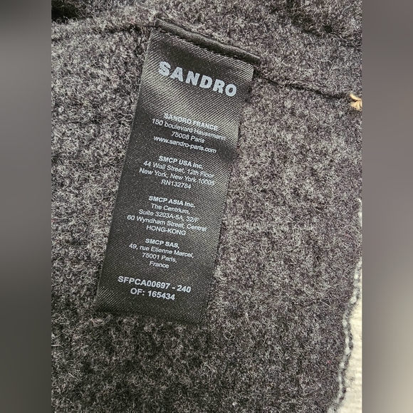 Sandro - Logo Letterman’s Charcoal and Tan Cardigan - Picture 2 of 10